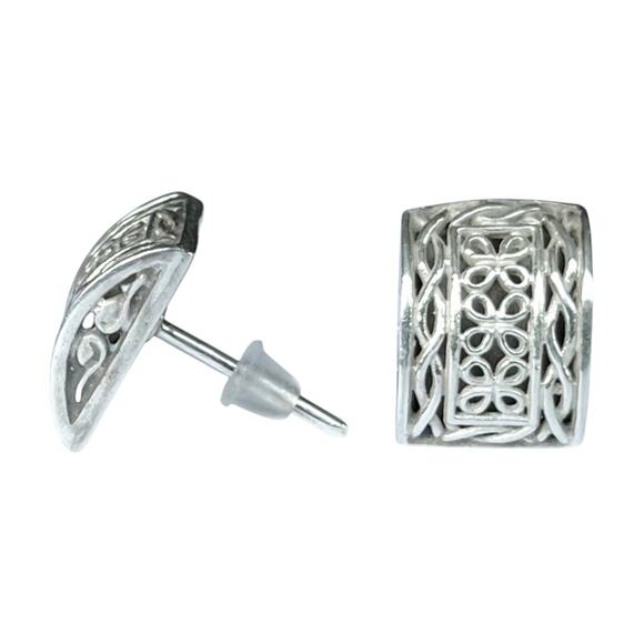 Earrings Jewelry - ATI Vintage 925 Silver Filigree Scroll Celtic-style Stud Rectangle Earrings 12mm